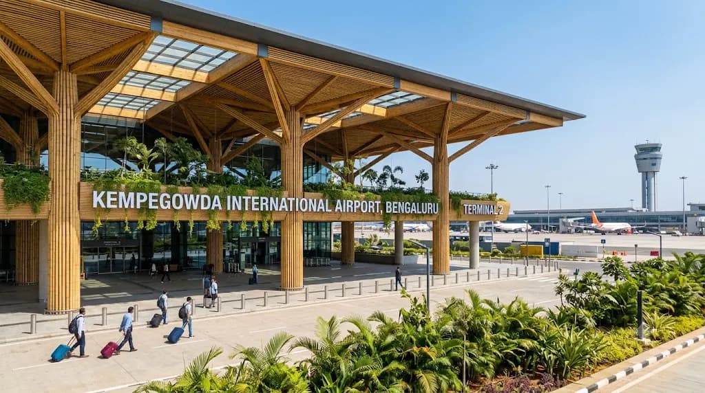 Self drive car rental at Bangalore airport — Kempegowda International Airport's new terminal building, where Rental Wheelz meets arriving travellers