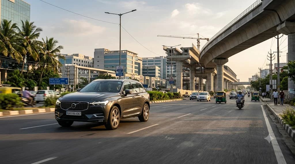 Self drive car rental in Marathahalli, Bangalore — marathahalli Bridge on the Outer Ring Road, closed to vehicles for metro construction